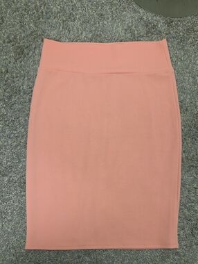 Lularoe Azure Crape High-Waist Pink Peach A-Line Midi Skirt